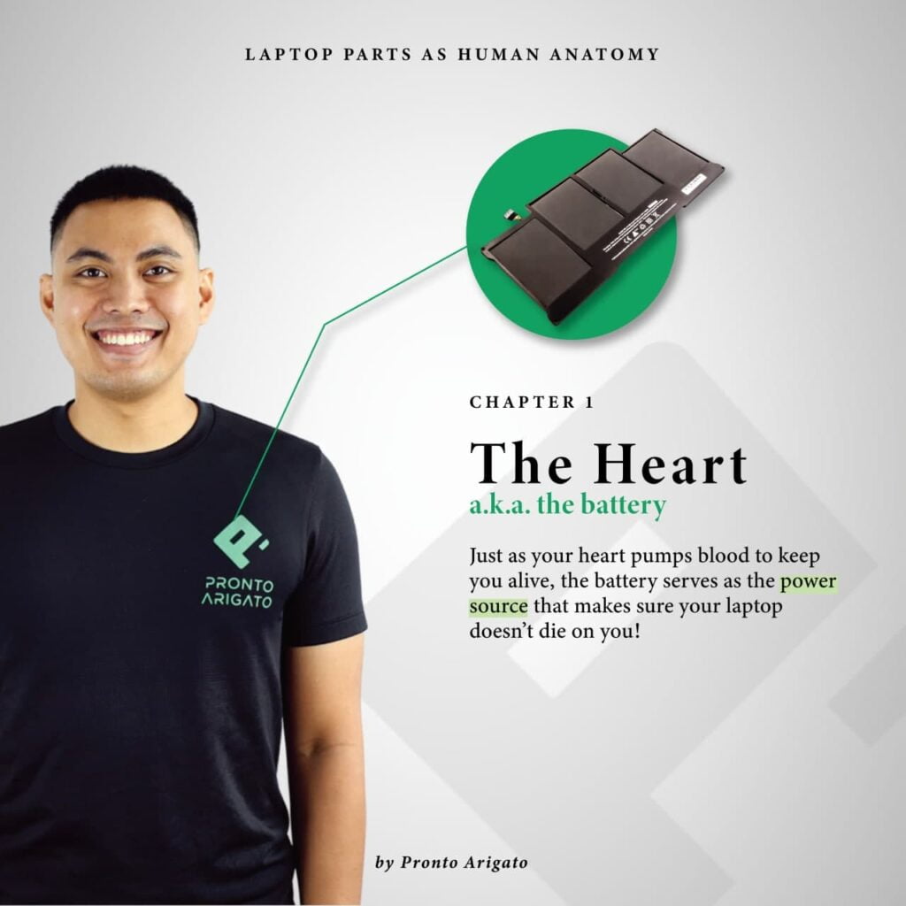 laptop parts - heart and battery